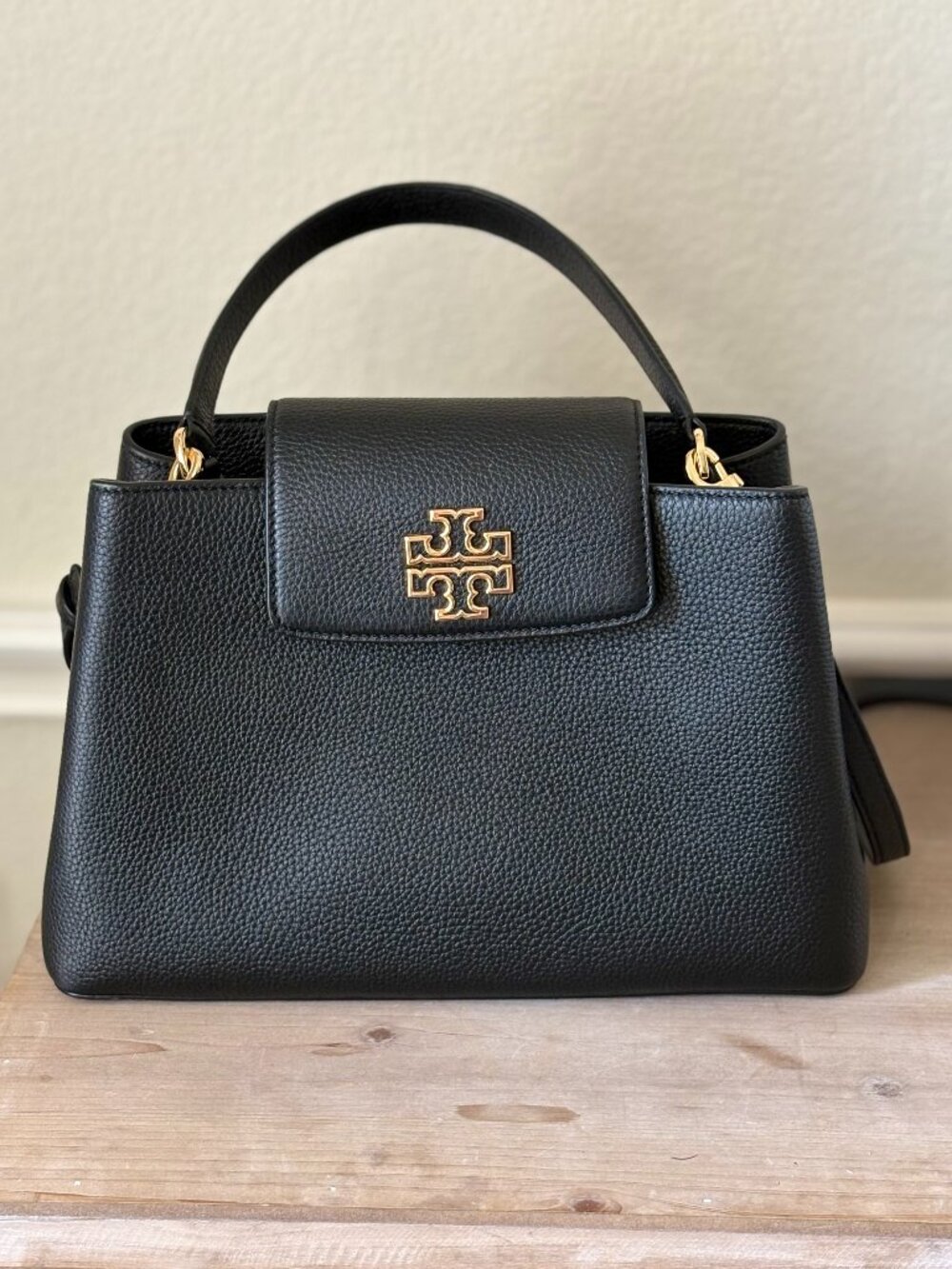 Tory Burch | Black Leather Britten Small Satchel Bag